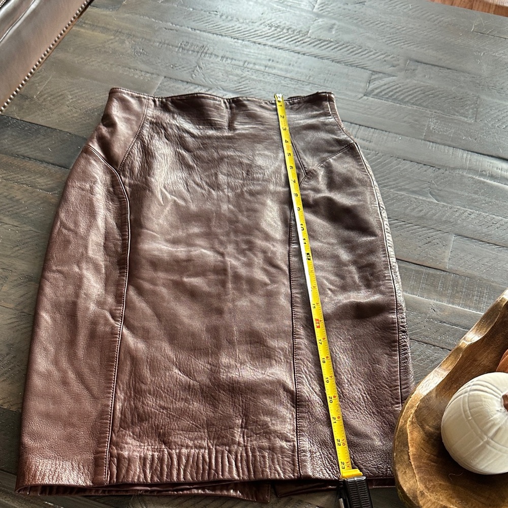Vintage Tannery West Rich Brown Leather Pencil Skirt